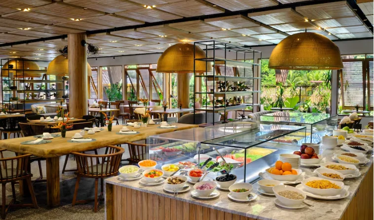 Breakfast buffet at the Seychelles resort