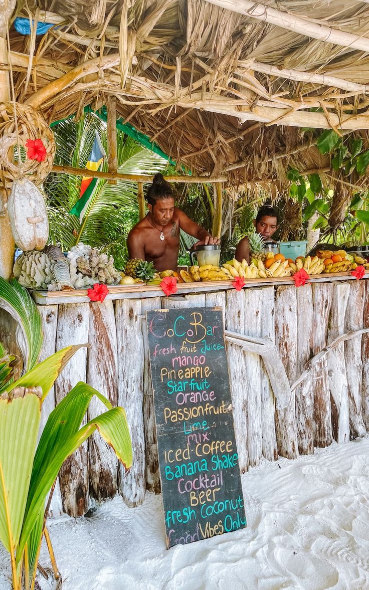 Fresh tropical fruit bar on the beach